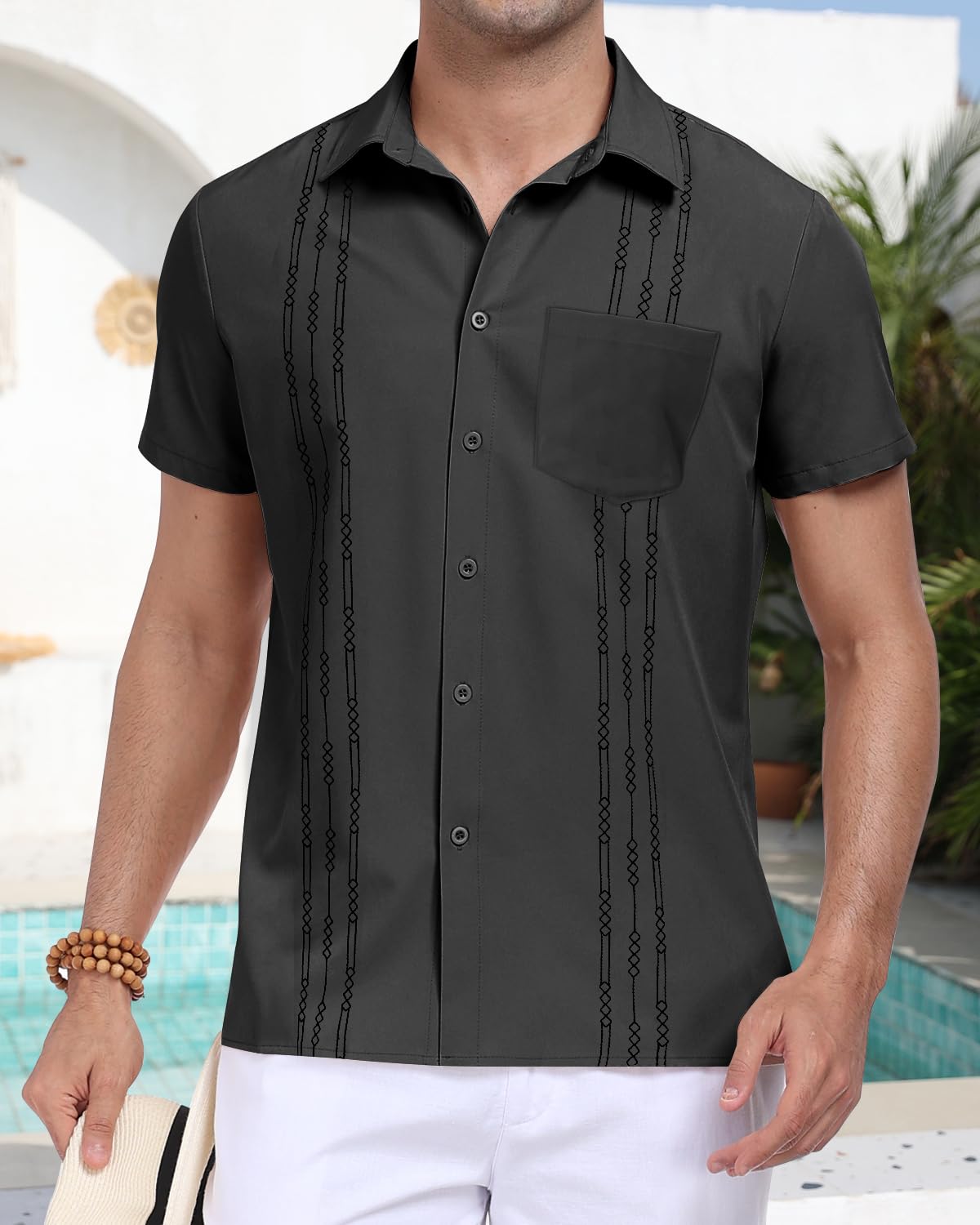 Camicia da uomo a maniche corte da campeggio cubana casual estiva da spiaggia ab