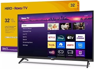 Roku Hiro TV 32" 720p HD Smart TV Flat Screen LED Television TV and Dolby Audio for Streaming, 3X HDMI Ports, with Wi-Fi & Bluetooth - H32C2C4 (Renewed)