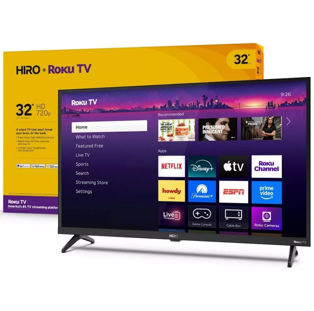 Roku Hiro TV 32" 720p HD Smart TV Flat Screen LED Television TV and Dolby Audio 