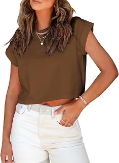 Tankaneo Women Summer Short Sleeve T Shirt Rolled Dolman Sleeve Casual Round Neck Short Sleeve T Shirt