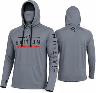 Fishing Shirts for Men,UPF50 Hooded Long Sleeve with Gaiter, Sun Protection Dry Fit Apparel, Face Mask, Fishing Clothes