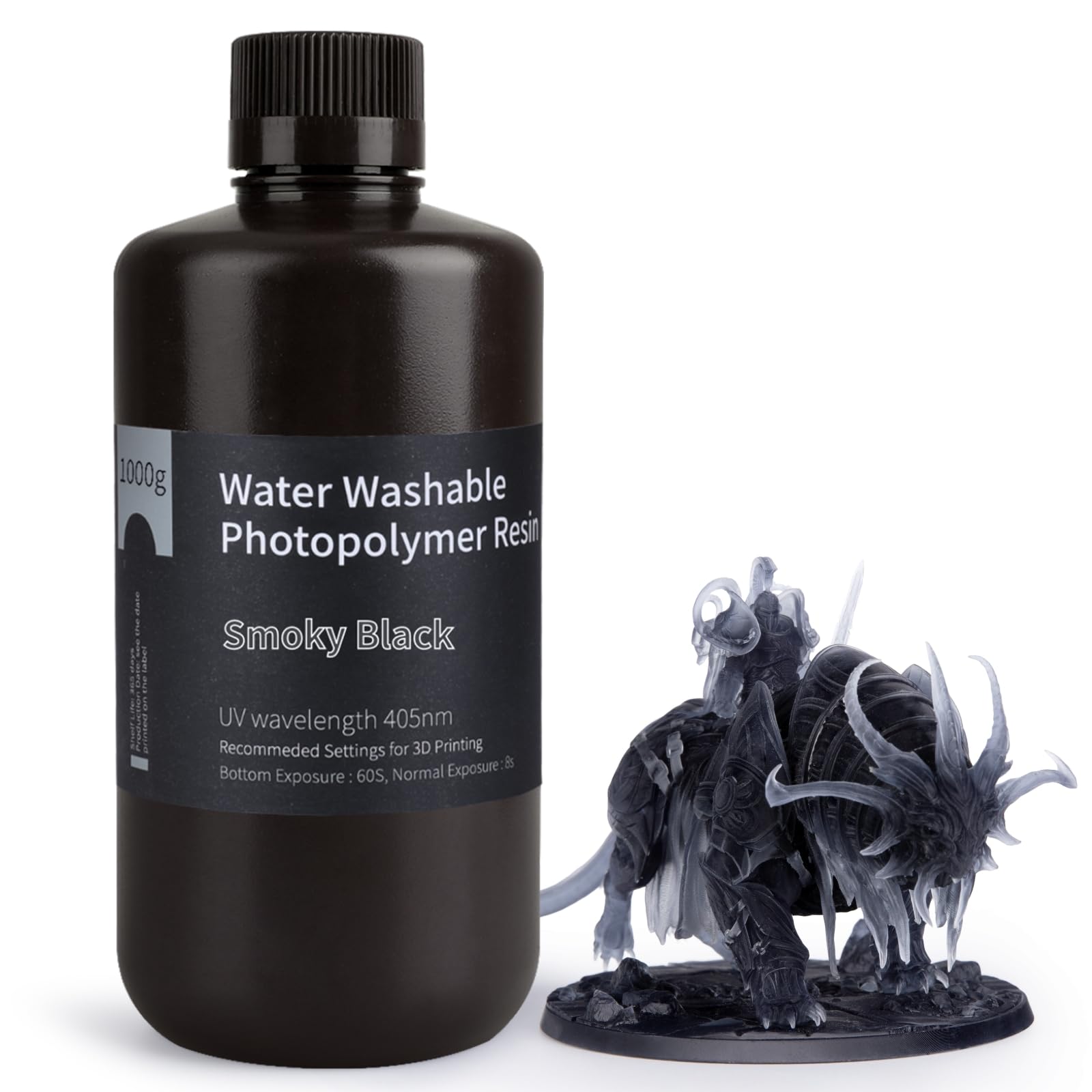 ELEGOO Washable 3D Resin Quick Curing UV Black Smoked 1000g