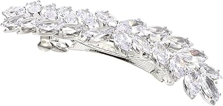 Faux Crystal Hair Barrette for Women, Rhinestone Hair Clips, Leaf French Barrette Hair Clips, Bridal Hair Accessories for Women, Silver Tone