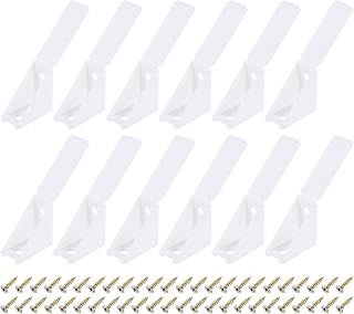 12 Pack Plastic Corner Brackets 90 Degree Corner Brackets, 38x21.5x38mm, Right Angle Shelf Brackets with Screws for Cupboards, Cabinets, White