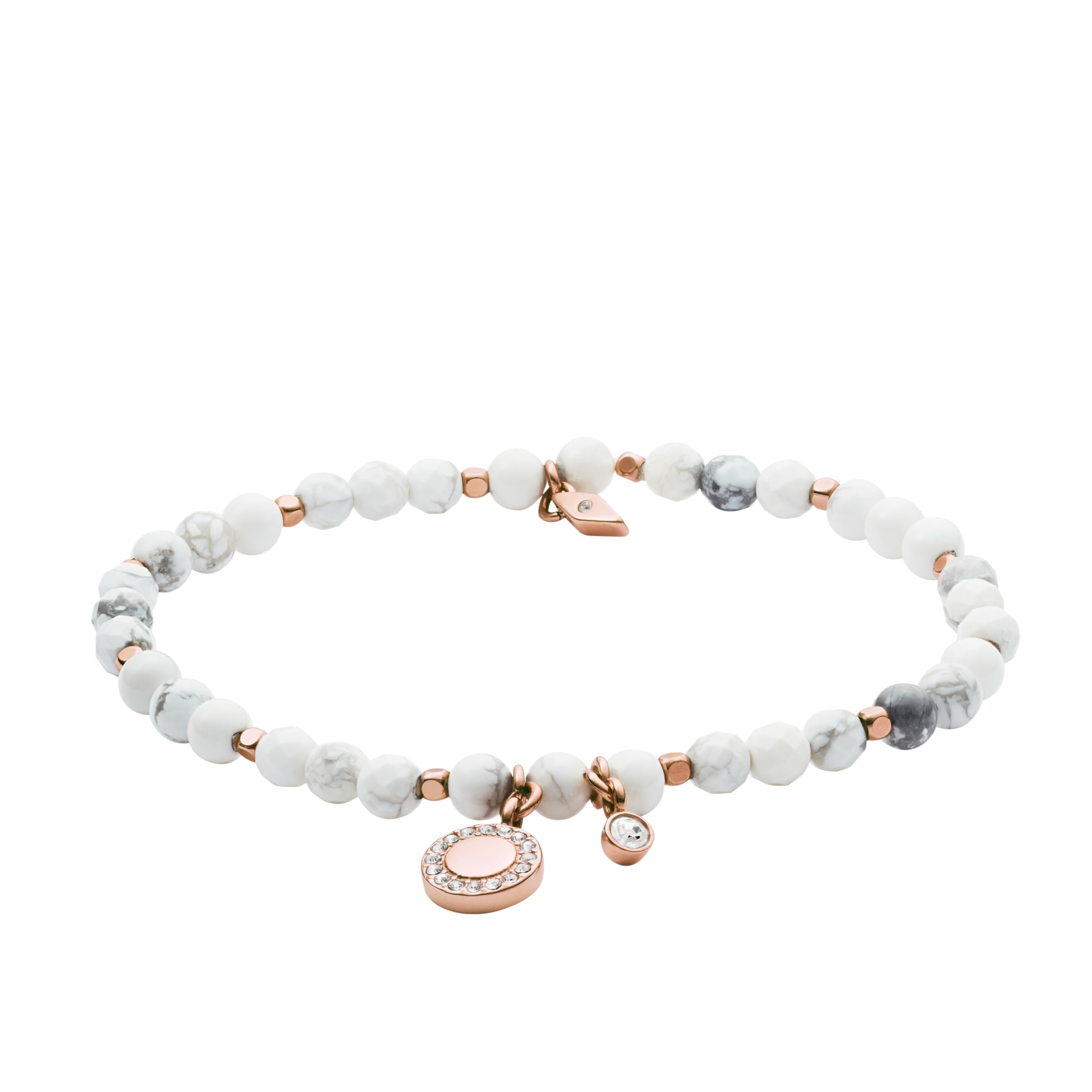 Fossil Women's Rose Gold-Tone Stainless Steel Beaded Bracelet, One Size, Moonsto