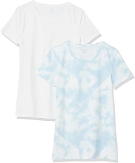 Amazon Essentials T-Shirt Girocollo a Maniche Corte da Donna in Cotone, vestibilità Regolare, Confezione Multipla