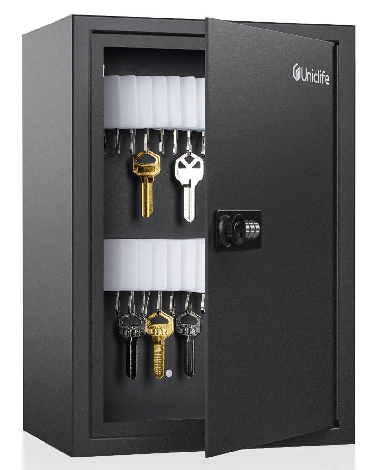Uniclife 40 Position Slotted Key Cabinet with Combination Lock Resettable Black 