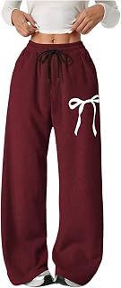 Verdusa Girl's Bow Baggy Sweatpants Wide Leg Athletic Pants with Pockets