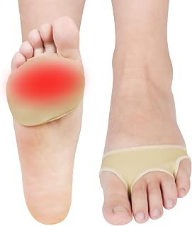 2 x Silicone Gel Metatarsal Pads with Fabric Lining, Foot Pads for Women and Men, Forefoot Pad Relieves Pain and Pressure on the Forefoot, Ideal for Uncomfortable Heels and Shoes (EU 42-46)