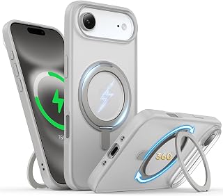 for iPhone Air Case 6.5-Inch with Magnetic 360° Ring Stand Compatible with MagSafe Frosted Matte Shockproof Protective Phone Cover 6.5" 2025, Gray