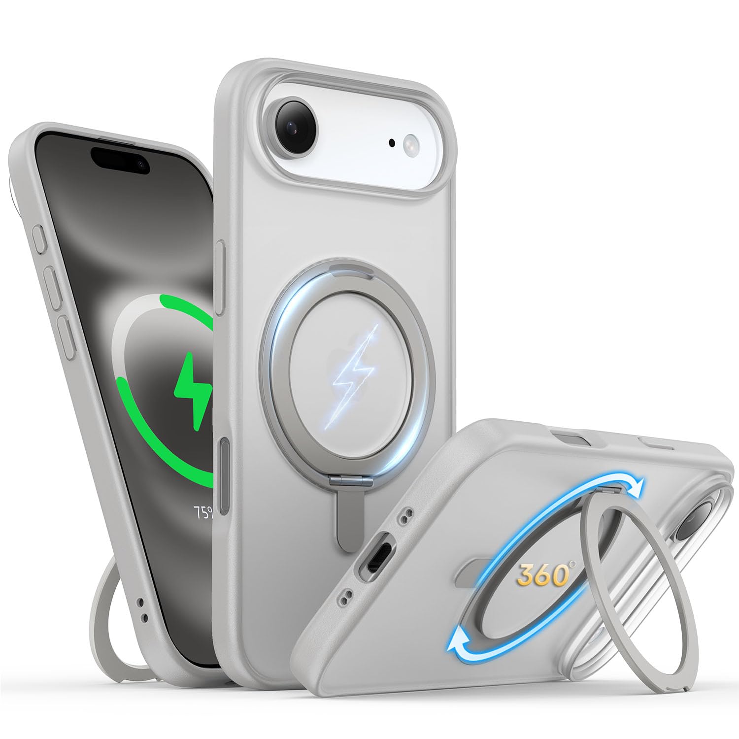 for iPhone Air Case 6.5-Inch with Magnetic 360° Ring Stand Compatible with MagSa