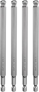 HARFINGTON 4pcs Ball End Hex Screwdriver Bit 8mm (H8.0) Tip 1/4" Hex Shank 150mm (6") Long Magnetic Ball Head Bits Industrial Grade S2 Steel Metric Screw Driver Bit