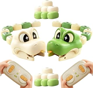 Magnetic Snake Game Toy Eating Itself, Remote Control Eating Snake Toys with Sound and Light, Interactive Parent-Child Competitive Game Race Car Toy for Kids Boys Girls