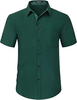 Enlision Men's Short Sleeve Shirt Casual Shirts Regular Fit Business Shirt Men's Shirts with Chest Pocket S-2XL