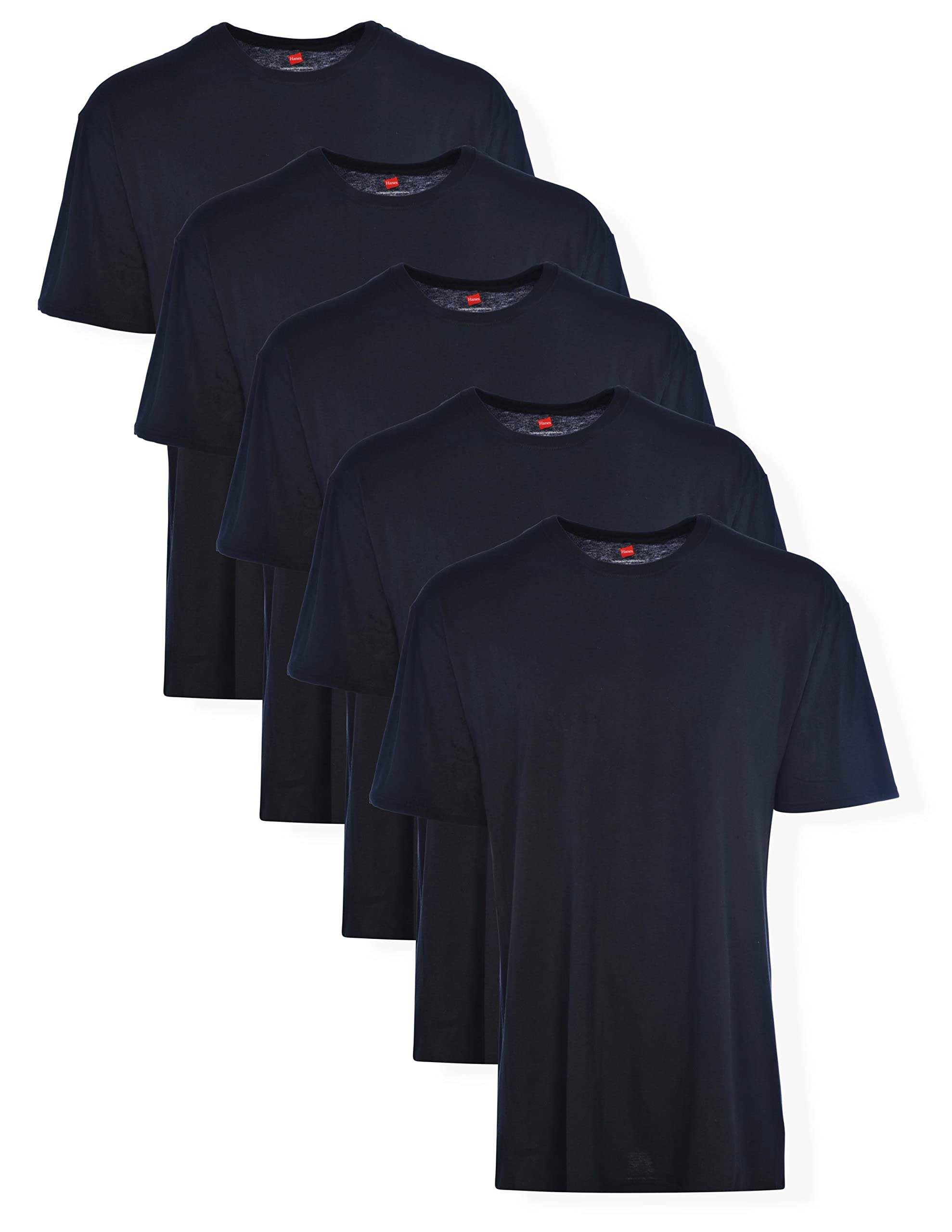 Hanes Men’s Tall 100% Cotton Crew Neck Undershirts, Tagless, Ultra Comfort, Mult
