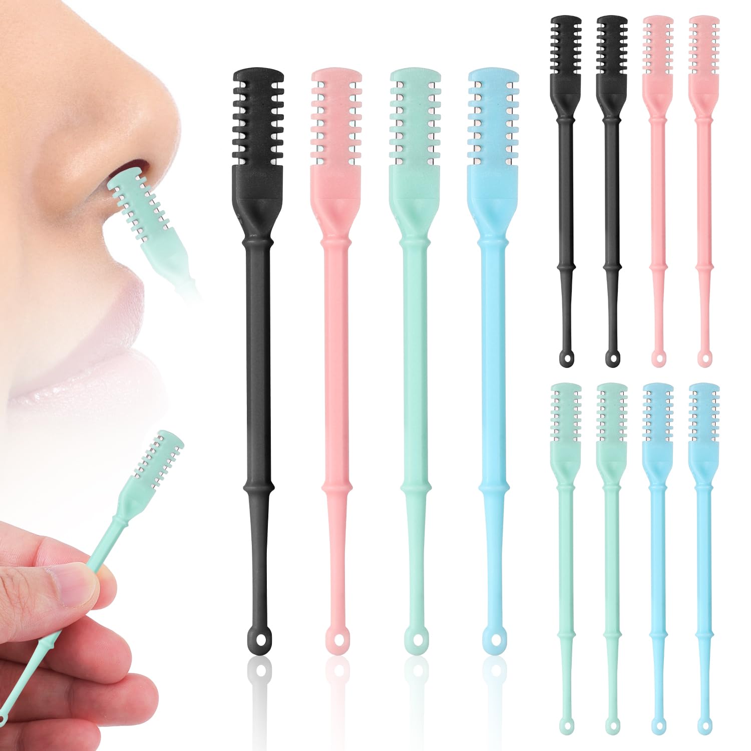 15pcs Nose Hair Trimmer 2 in 1 Nose Hair Cutter Manual Nose Trimmer Plucker Manu