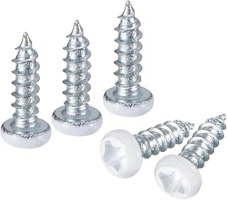 25pcs #3 x 3/8" White Pan Head Self Tapping Screws Carbon Steel Phillips Woodworking Screws, Silver Blue