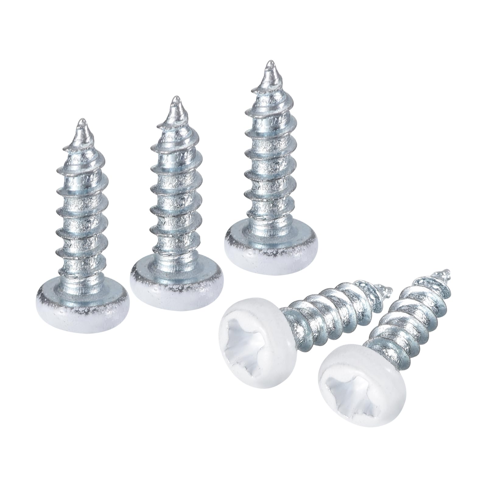 25pcs #3 x 3/8" White Pan Head Self Tapping Screws Carbon Steel Phillips Woodwor