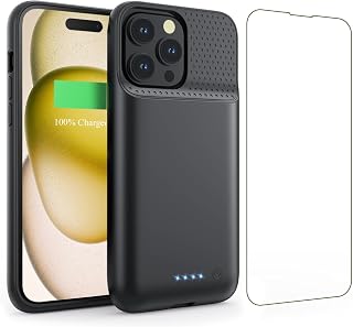 Feob Battery Case for iPhone 15 Pro, [2025 Upgraded] 7500mAh Portable Charging Case Rechargeable Protective Ultra-Slim Charger case Only for iPhone 15Pro (6.1 Inch), Black