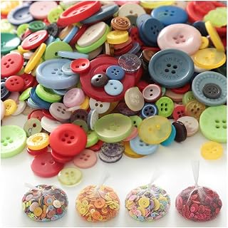 370 Pieces Assorted Sizes Round Resin Buttons Multicolor Sewing Buttons DIY Craft Buttons