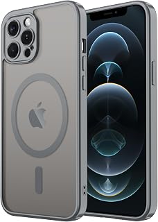for iPhone 12 Pro Case[Compatible with MagSafe][Camera Protection][Military Grade Drop Protection] Slim Translucent Matte Frosted Phone Cover,Grey
