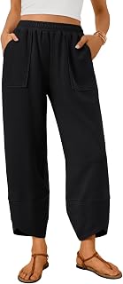 Trendy Queen Women Wide Leg Pants Boho Summer Capri Palazzo Harem Casual Pants with Pockets