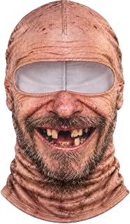 Realistic Old Man Face Balaclava Funny 3D Printed Full Face Ski Mask Winter | Novelty Elderly Winter Face Cover, Stretchy Breathable, Covers Neck, Skiing, Snowboarding, Cosplay, Outdoor Party Prank