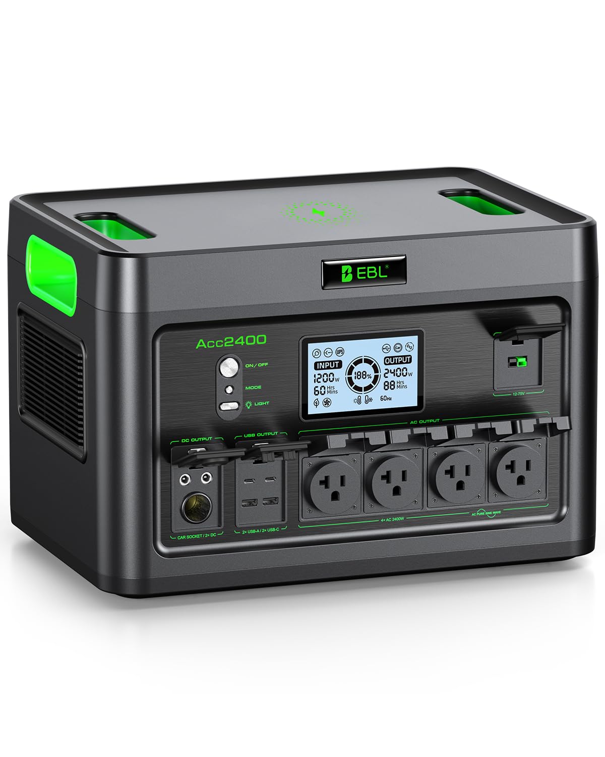 EBL 2400W Portable Power Station LiFePO4 Battery for Home Use | 1843.2Wh Solar G