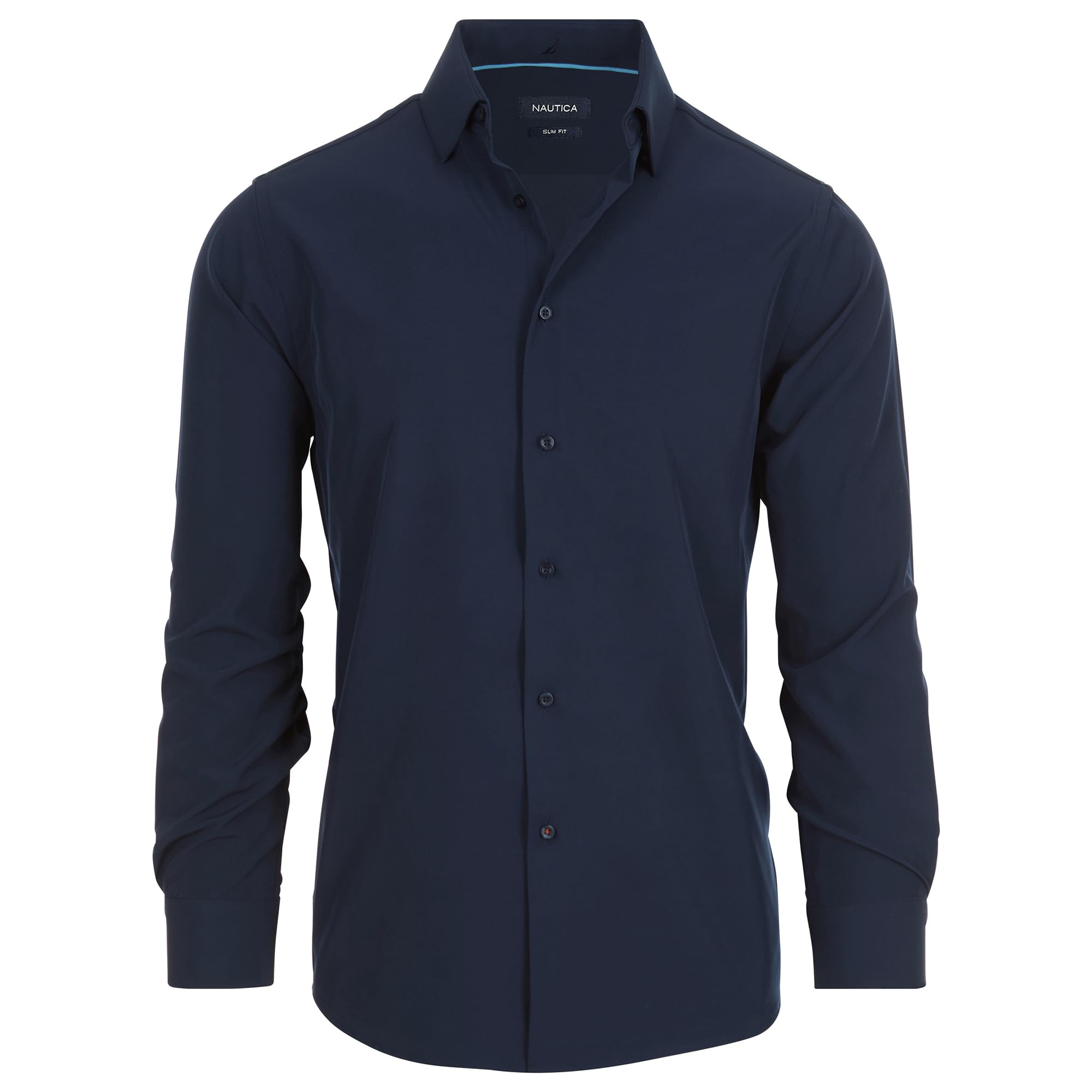 Nautica Slim Fit Mens Dress Shirts Long Sleeve Performance Polyester Fabric Wrin