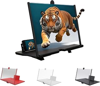 Screen Magnifier Version, 2026 New 3D HD Screen Magnifier for Cell Phone with Foldable Stand, Display Magnifier for Videos, Movies, Gaming, Travel and Home Use (Black, 10'')