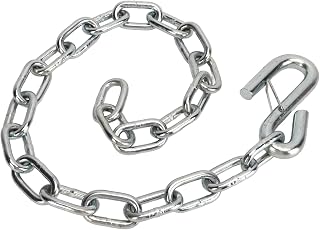 Focket Trailer Safety Chain, 3500LBS Load Capacity Heavy Duty Iron Galvanized Trailer Chains with Hooks, Boat Safety Chain with Double Spring Clamp/Holder S Hooks for RV