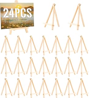 24 Pack 9 Inches Wooden Tripod Easel for Photo Card Display & Painting | Sturdy Structure, Anti-Slip Stable Base, Perfect for Artists, Adults And Students, Great for DIY Art Craft Drawing Projects