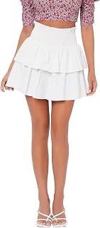 Women's Ruffle High Waist Ruched Mini Skirt Casual Summer Beach Skirt