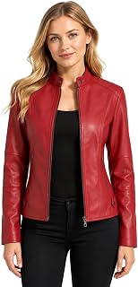 YMADREIG Leather Jacket Women Zip Up Long Sleeve Crop Motorcycle Jackets Slim Fit Stand Up Collared Biker Coat Fall Outfits
