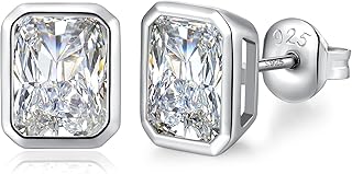 Men's Diamond Women's 925 Sterling Silver Cubic Zirconia Hypoallergenic Stud Earrings Shiny Diamond Jewellery 5, 6, 7, 8 mm