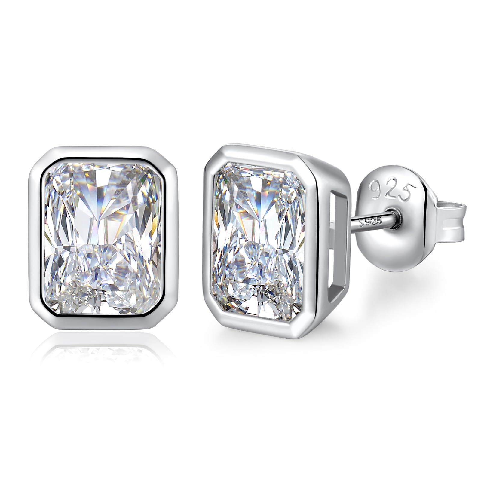 Men's Diamond Women's 925 Sterling Silver Cubic Zirconia Hypoallergenic Stud Ear