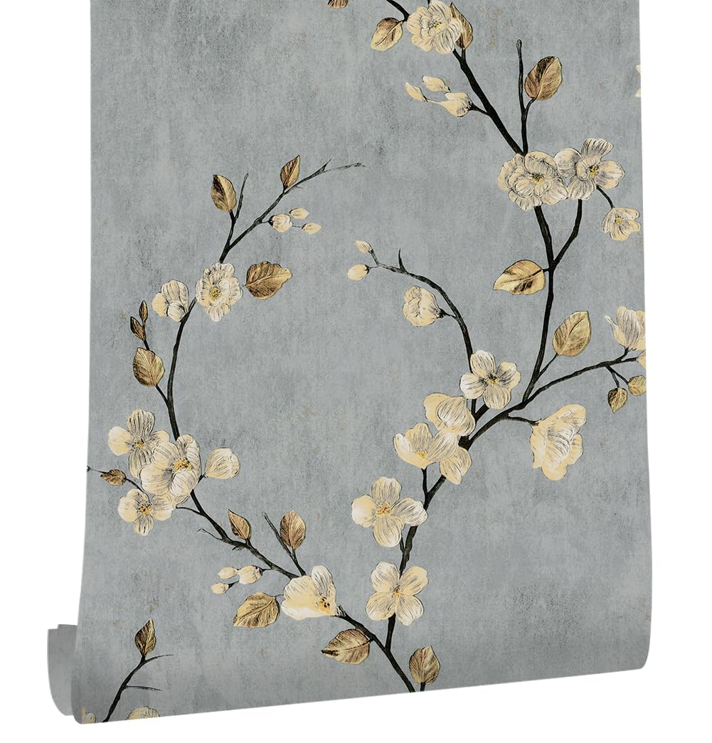 myforHD Self Adhesive Wallpaper Floral Leaves Paper Flowers Decoration Modern Fu
