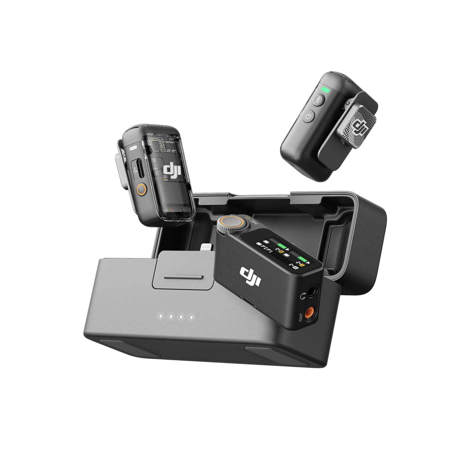 DJI Mic 2 (2 TX + 1 RX + Charging Case), All-in-one Wireless Microphone | Noise 