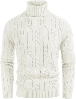 GRACE KARIN Mens Turtleneck Sweaters Cable Knit Twisted Pullover