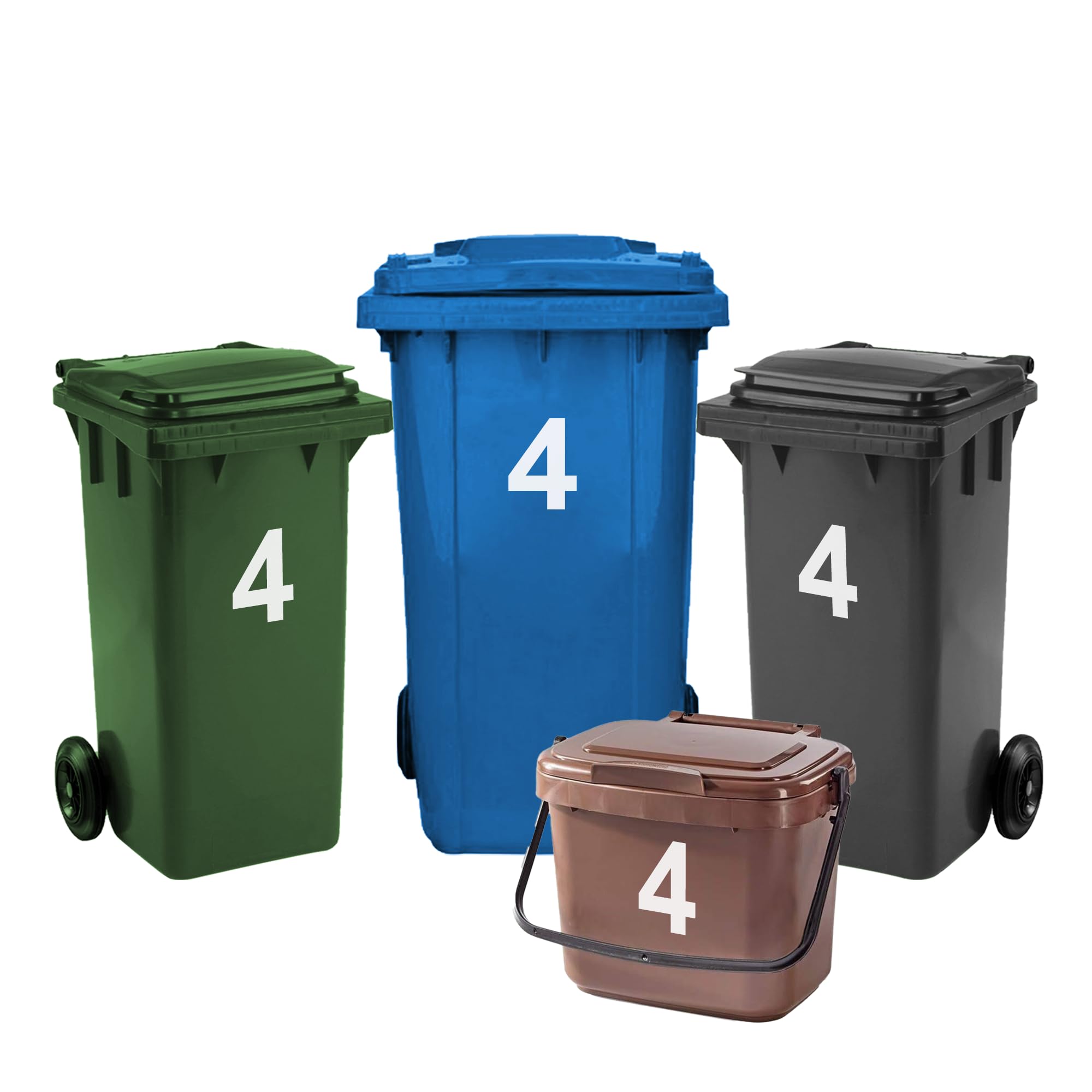 4 Pack Bin Numbers for Wheelie Bins 0-99/A-D | Large Number Stickers (4) | 17.5c