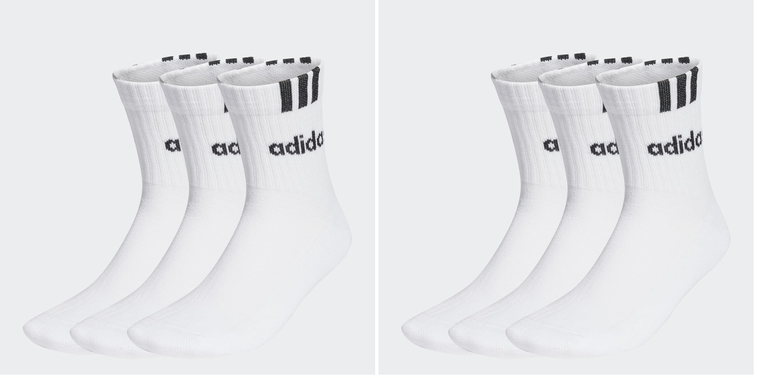 adidas Unisex Kids 3-Stripes Linear Half-Crew Cushioned Socks 3 Pairs, White/Bla