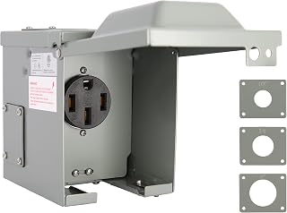 PEAKTOW RV/EV Weatherproof Outdoor 50 Amp 125/250 Volt Electrical NEMA 14-50R Power Outlet Box, Receptacle Panel, ETL Listed