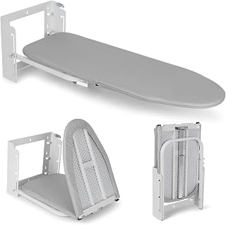 Wall Mounted Ironing Board with Height Adjustment, Foldable 36 x 12 Inch | Wall Mount Iron Board Space-Saving Ironing Board with Removable Heat Resistant Cover for Small Spaces Home Laundry Room