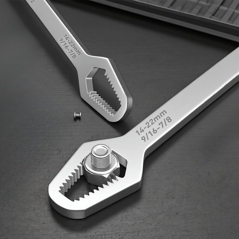 Silver Universal Wrench, Double End Wrench for 8-24mm Nuts Self Adjustable Wrenc