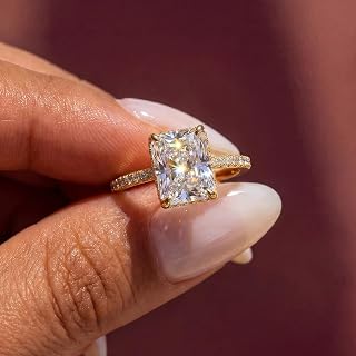 4ct Square Cubic Zirconia Silver Plated Women Ring for Women Everyday Party Christmas Gifts