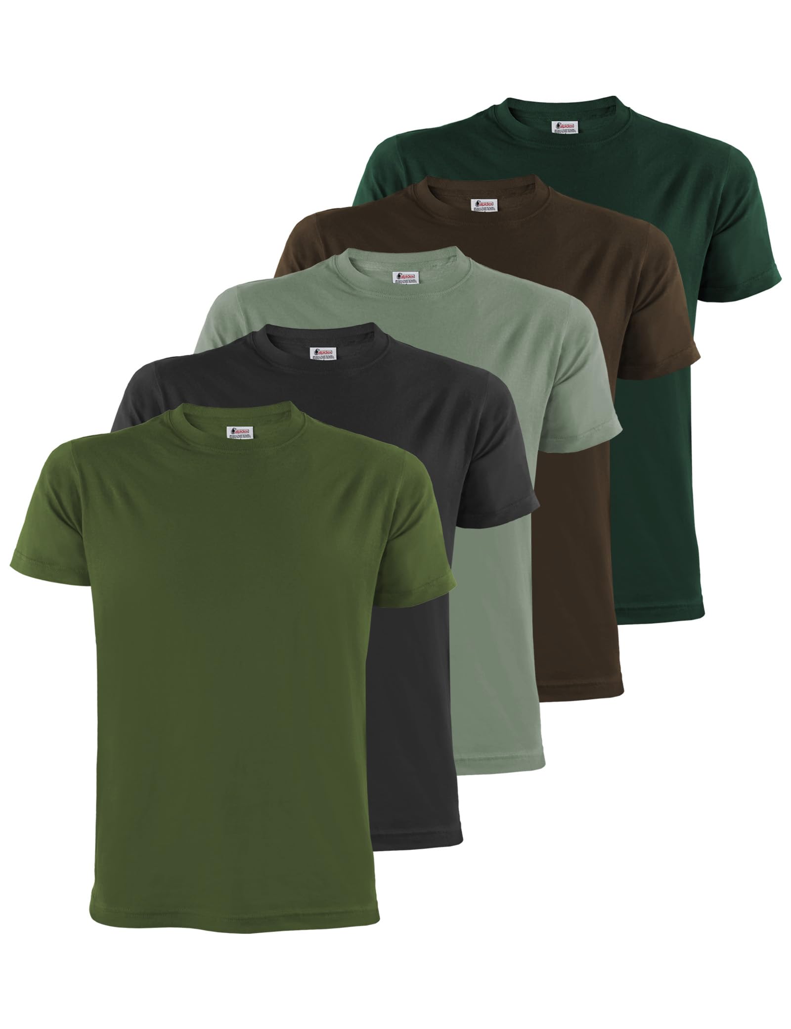 ALPIDEX Men's T-Shirts S-5XL Set of 5 Basic Crew Neck Short Sleeve 100%