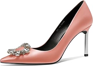 Castamere Women's High Heel Pointed Toe Stiletto High Heel Pumps Slip-on Diamond Crystal Wedding Party 8.5 cm Heels