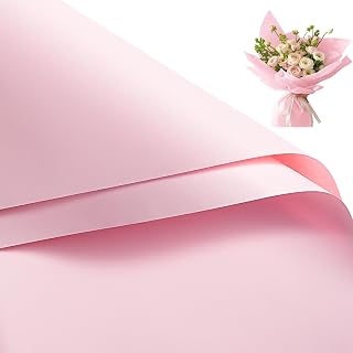 RUSPEPA 20 Sheets Flower Wrapping Paper, Waterproof Floral Bouquet Wrapping Paper, Florist Supplies Packaging for Birthday, Party, Wedding and DIY Crafts - Pink