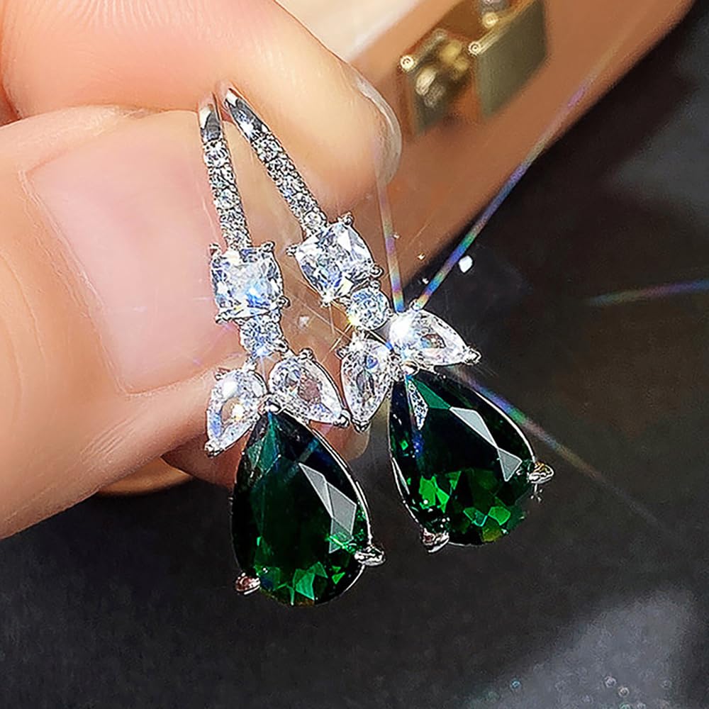 Gorgeous Green Cubic Zirconia Dangle Earrings for Women Creative Fashion Jewelry