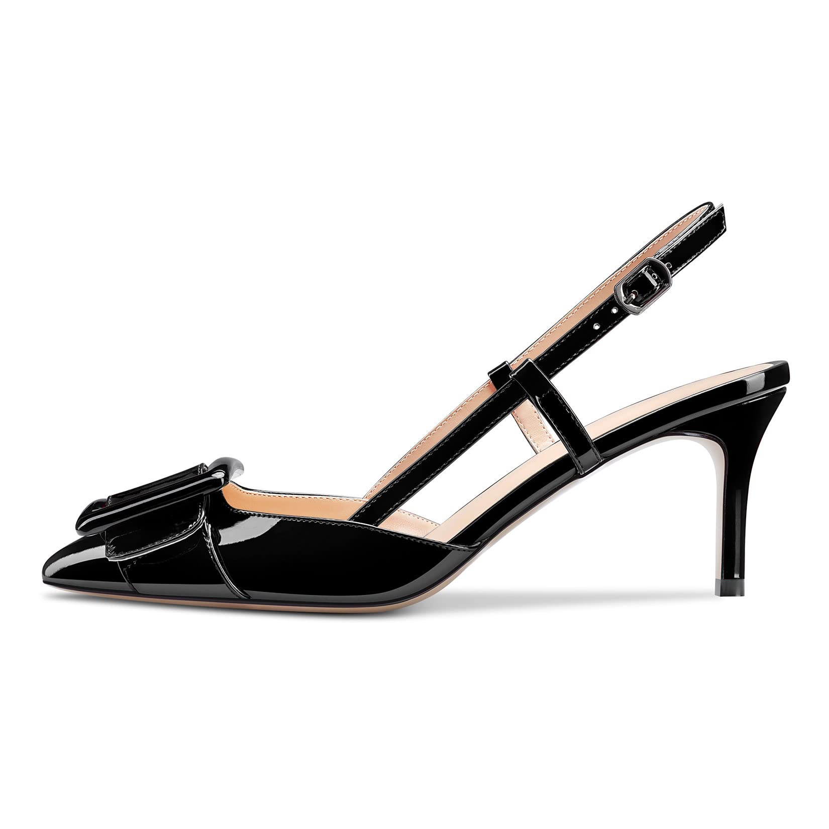 Castamere Women's Stiletto Mid Heel Pointed Toe Slip-On Pumps Slingback Bow Tie 